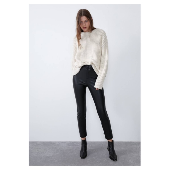 NWT Zara Faux Leather Hi-Rise Brushed Legging - Picture 3 of 11